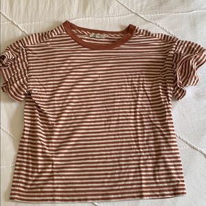 Madewell striped T-shirt with ruffle sleeve